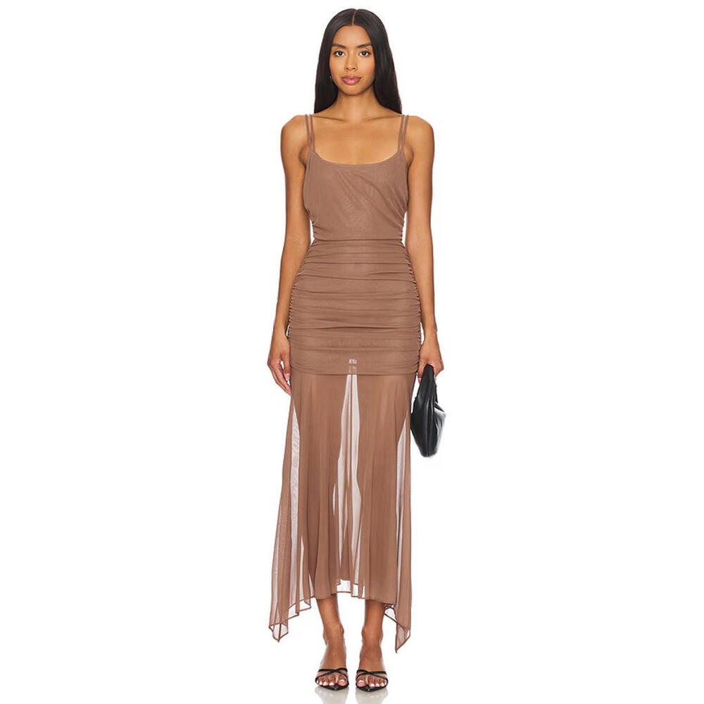 NBD x Maggie Macdonald Aine Maxi Dress brown sheer size XS NWT $248msrp